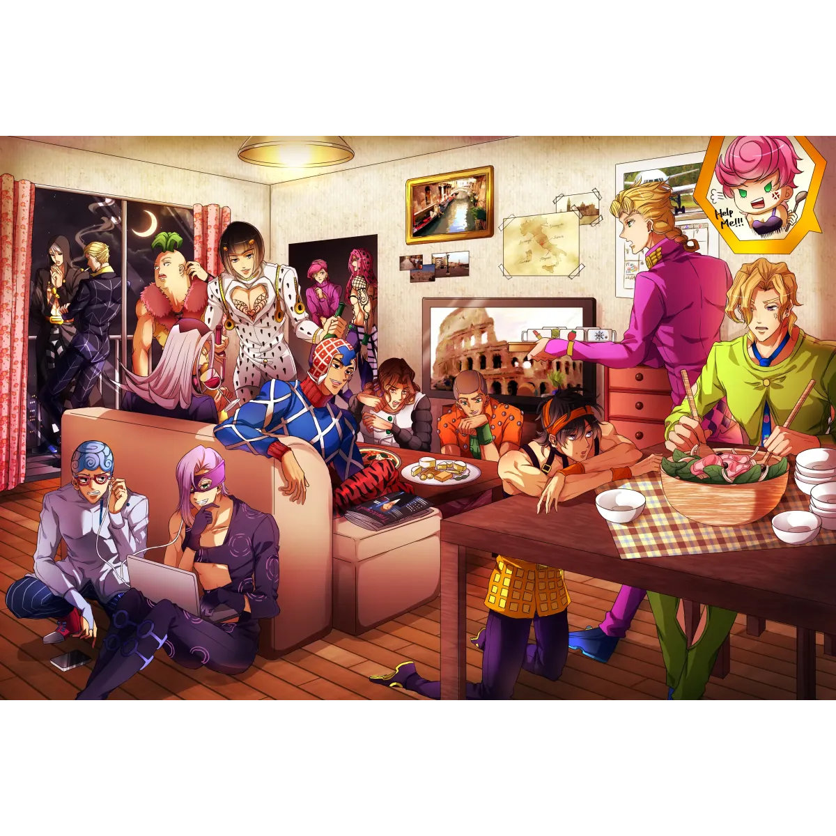 Diavolo, Giorno Giovanna, Trish Una, Guido Mista, Narancia Ghirga, Leone Abbacchio and Vinegar Doppio  Mouse Pad (Desk Mat)