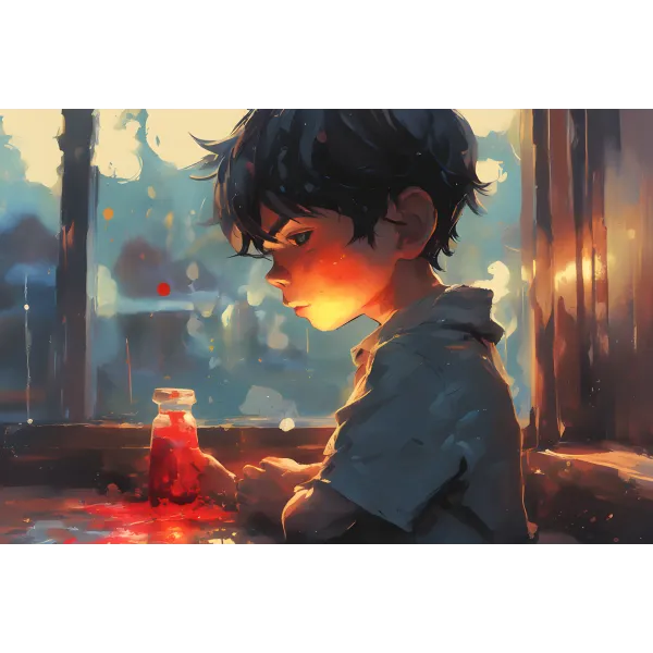 AI Art,Oil Painting,Boy,Colorful,HD  Mouse Pad (Desk Mat)