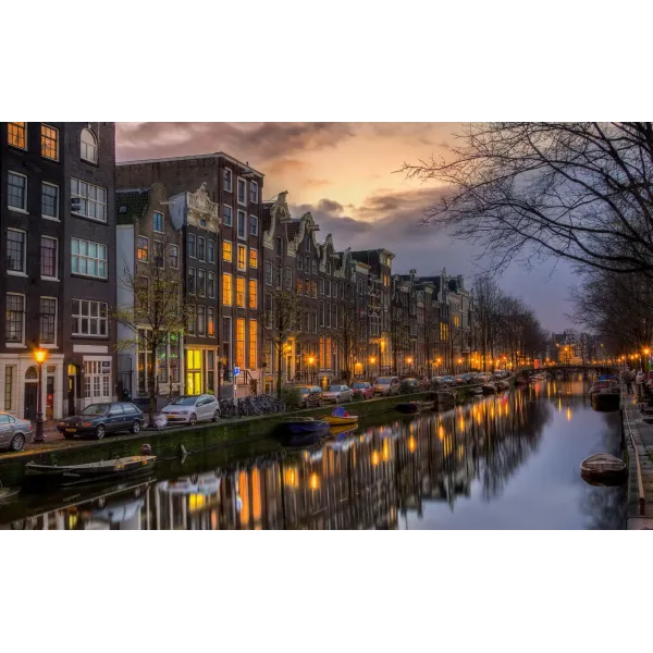 Night Time in Amsterdam Mouse Pad (Desk Mat)