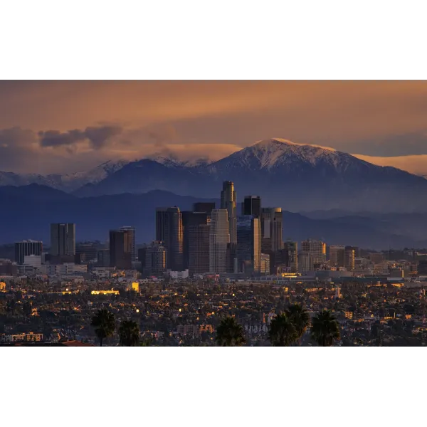 Aerial view of Los Angeles, California - Mountains in Background Mouse Pad (Desk Mat)