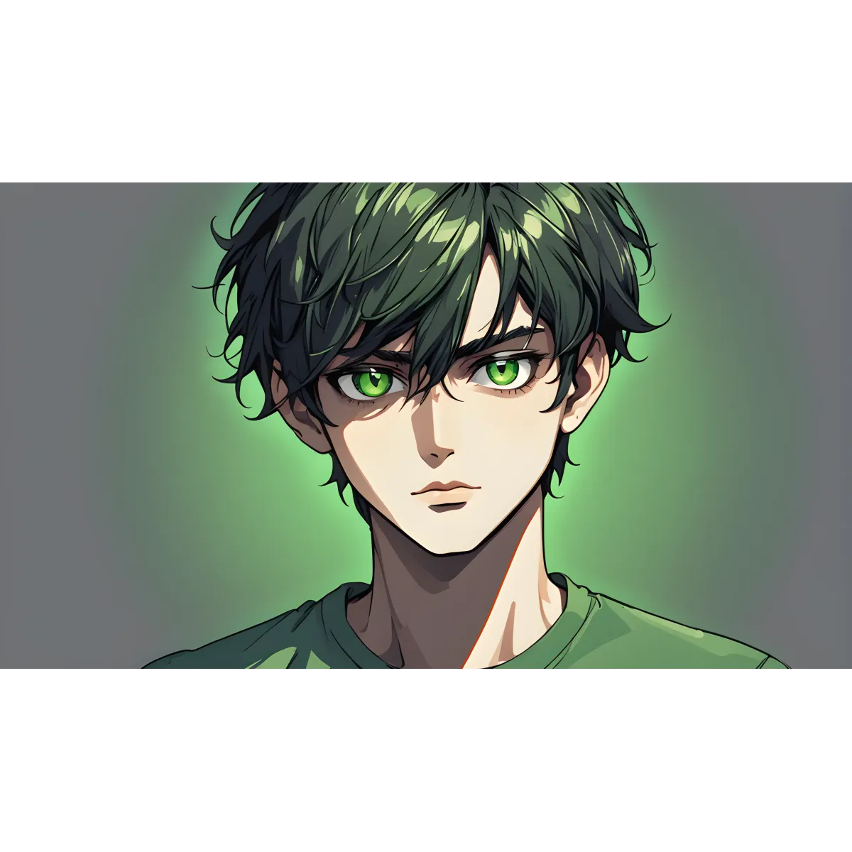 AI Art,black hair,green eye  Mouse Pad (Desk Mat)