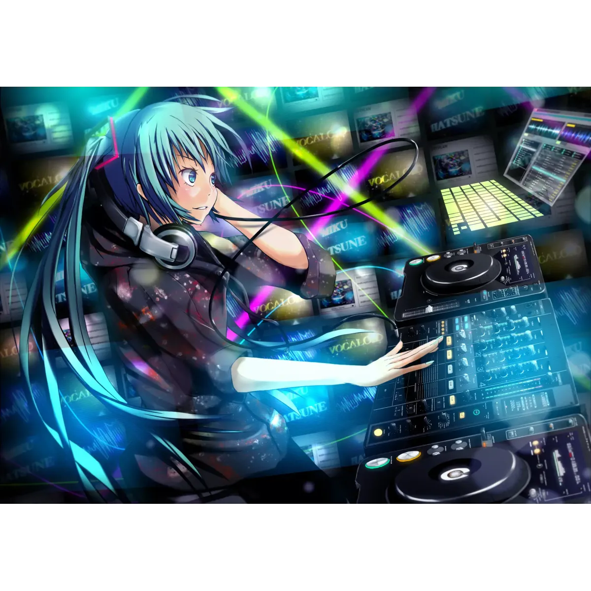 DJ Miku  Mouse Pad (Desk Mat)