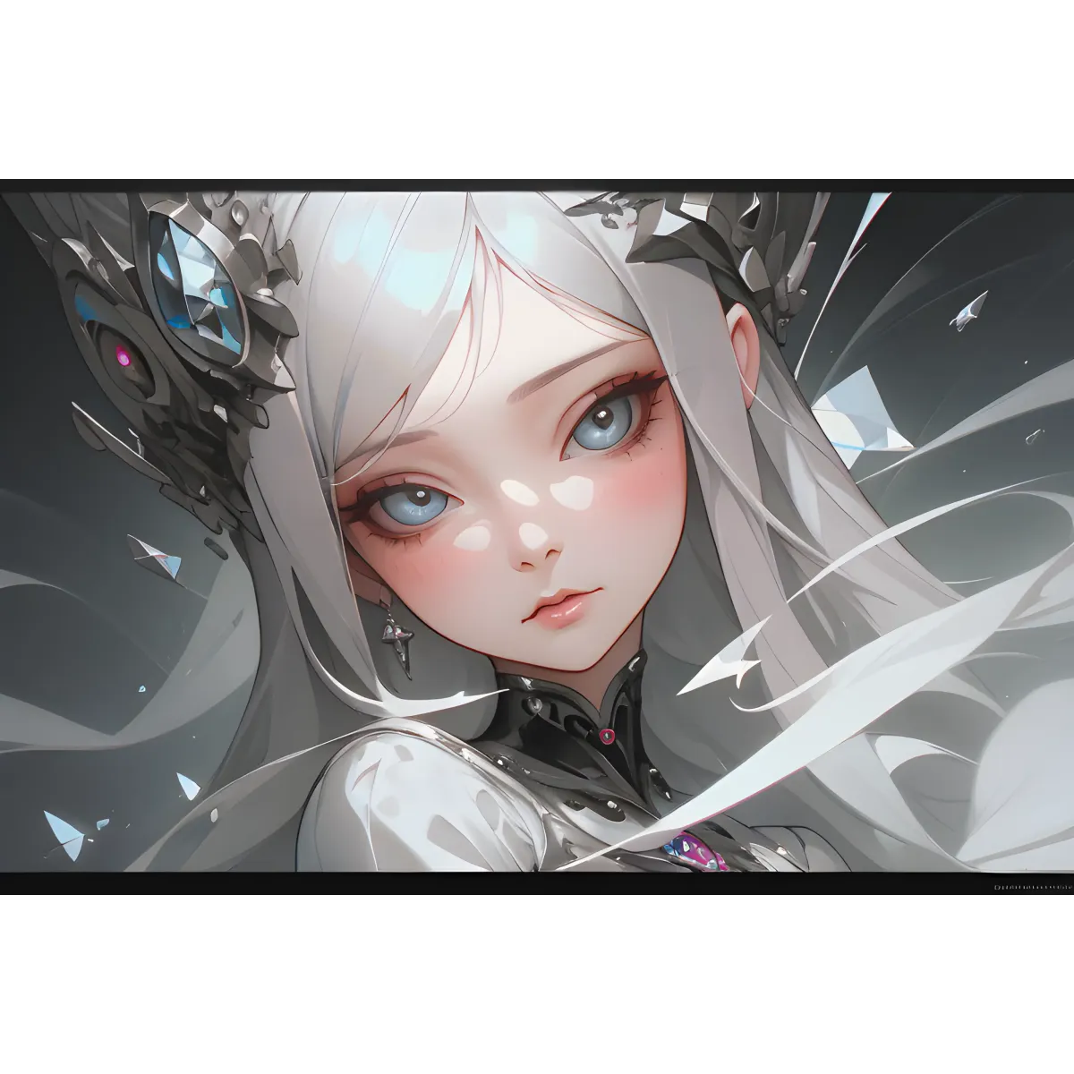 AI Art,white hair  Mouse Pad (Desk Mat)