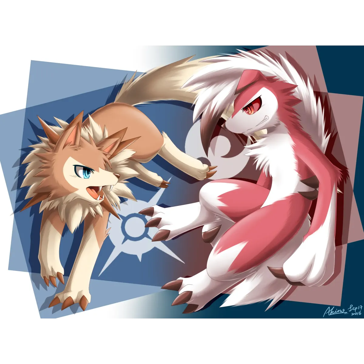 Lycanroc Midday and Midnight Form  Mouse Pad (Desk Mat)