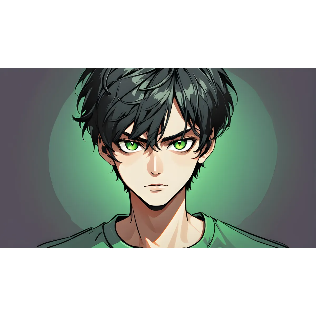 AI Art,black hair,green eye  Mouse Pad (Desk Mat)