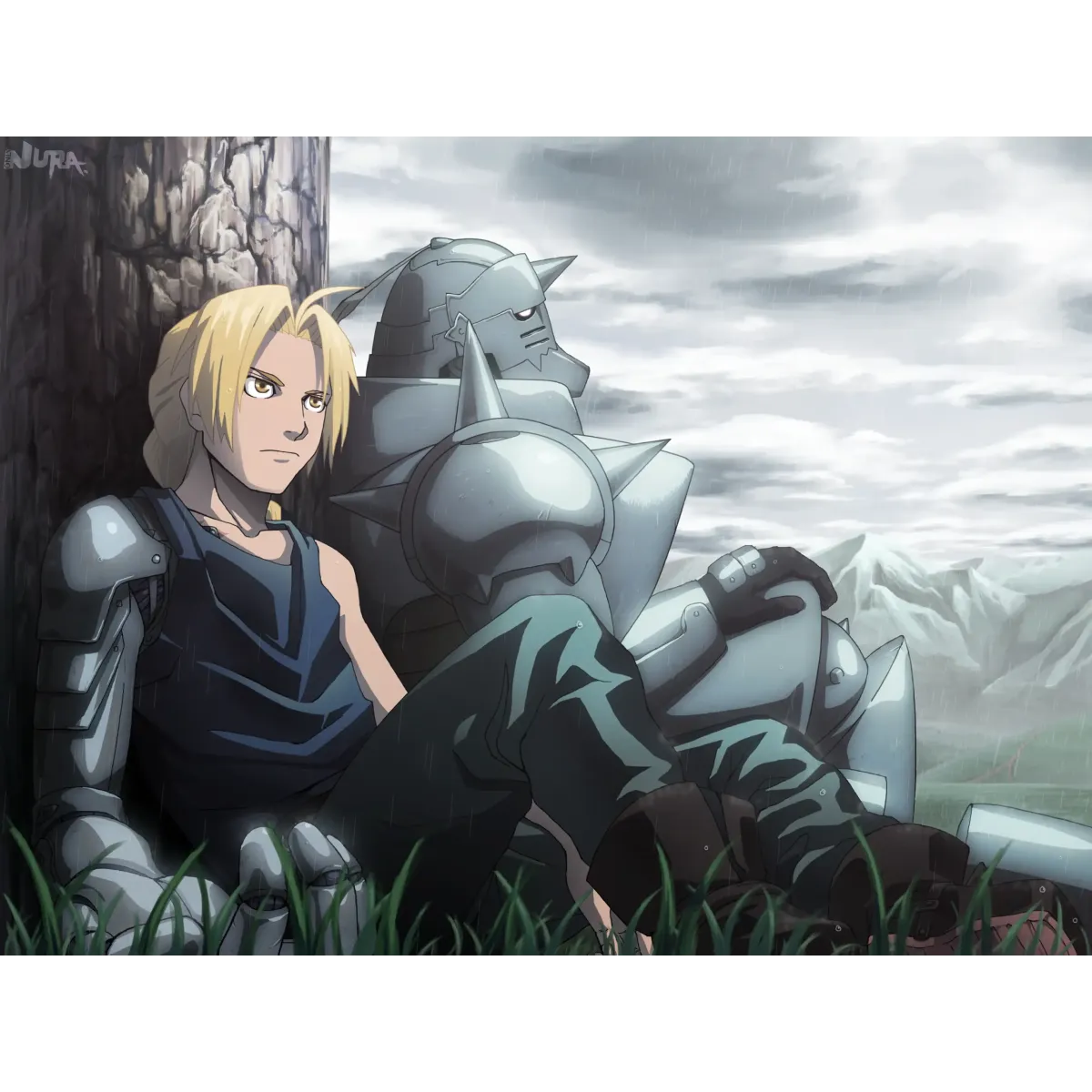 Alphonse Elric Edward Elric  Mouse Pad (Desk Mat)