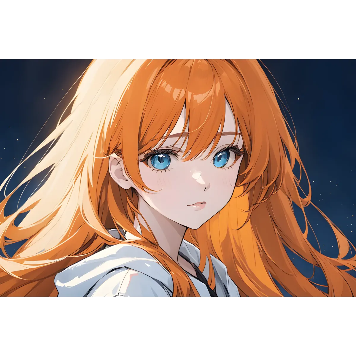 Ai Art,Blue eye,Orange hair  Mouse Pad (Desk Mat)