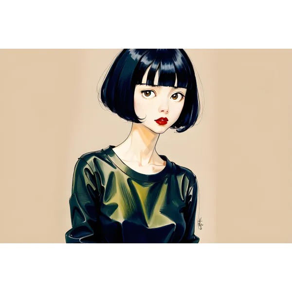 Ai Art,Black hair  Mouse Pad (Desk Mat)