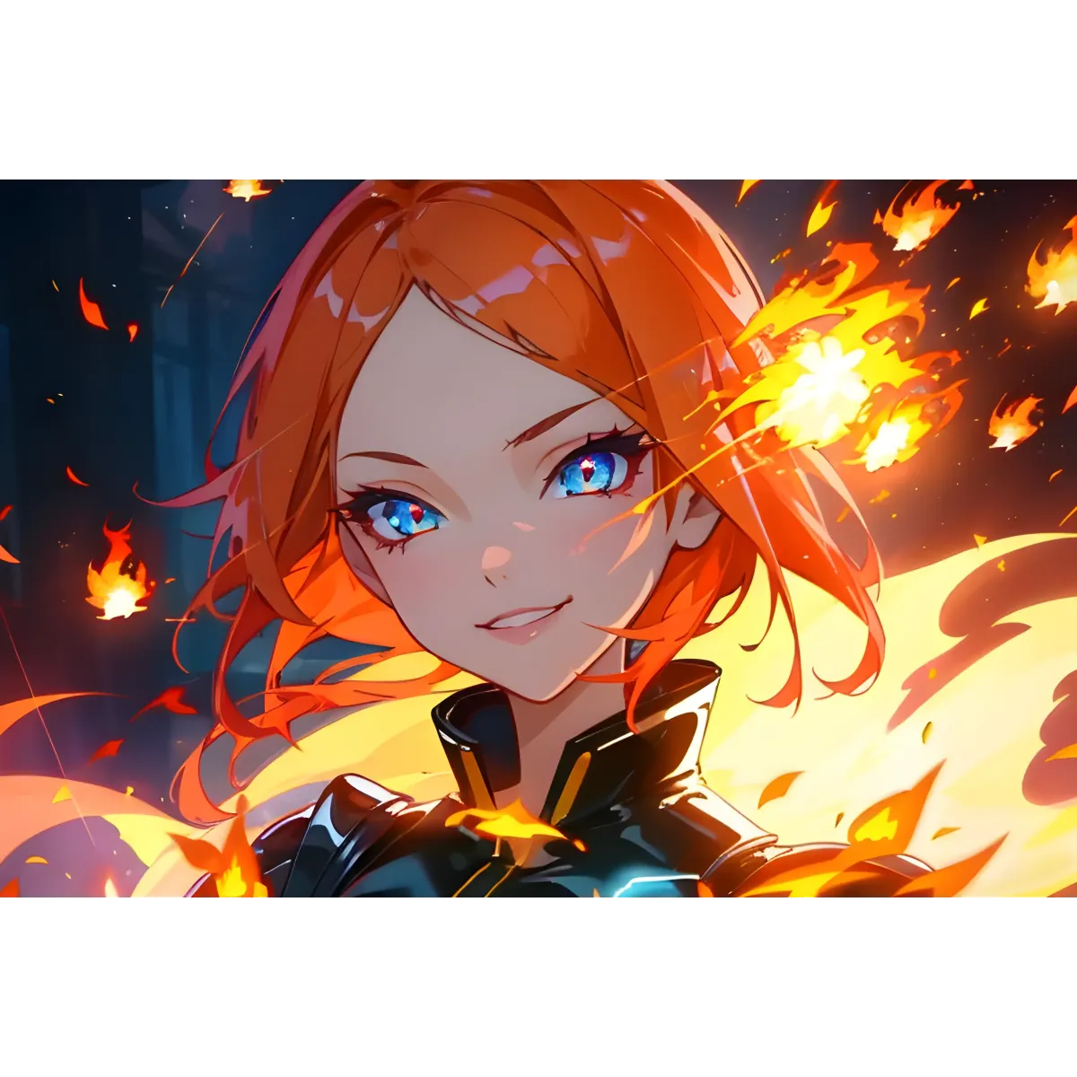 AI Art,red hair,blue eye  Mouse Pad (Desk Mat)