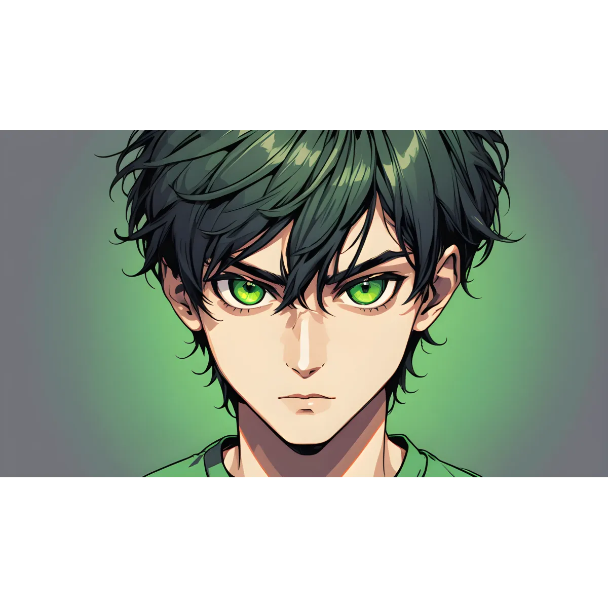 AI Art,black hair,green eye  Mouse Pad (Desk Mat)