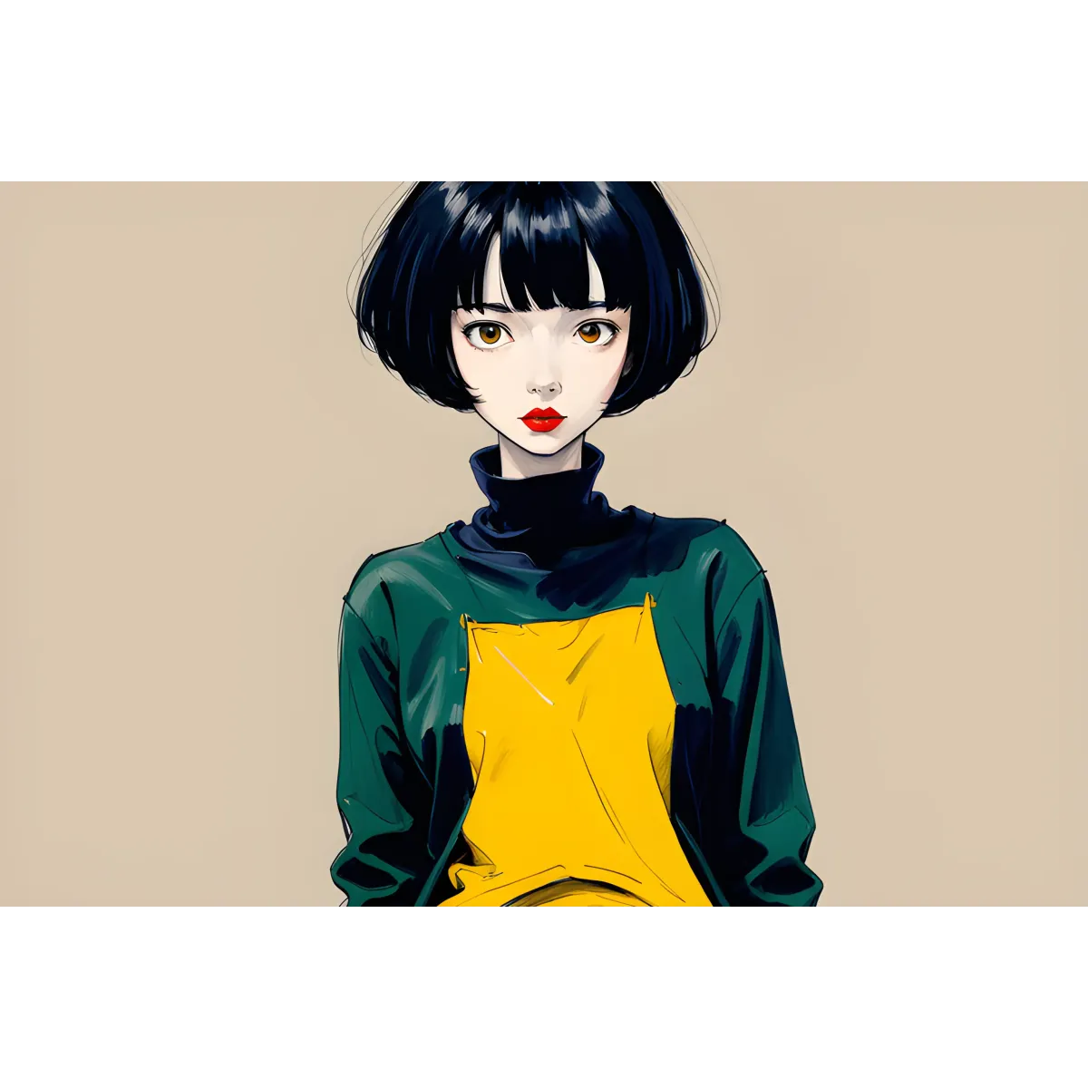 Ai Art,Black hair  Mouse Pad (Desk Mat)