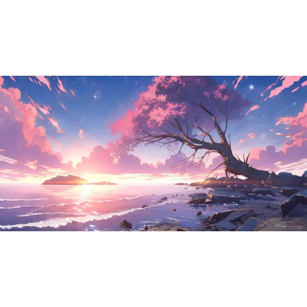 Pink Aesthetic Anime Landscape Mouse Pad (Desk Mat)