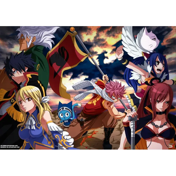 Fairy Tail Natsu Dragneel, Erza Scarlet, Gray Fullbuster, Lucy Heartfilia, Happy  Mouse Pad (Desk Mat)