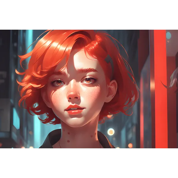 AI Art,red hair  Mouse Pad (Desk Mat)