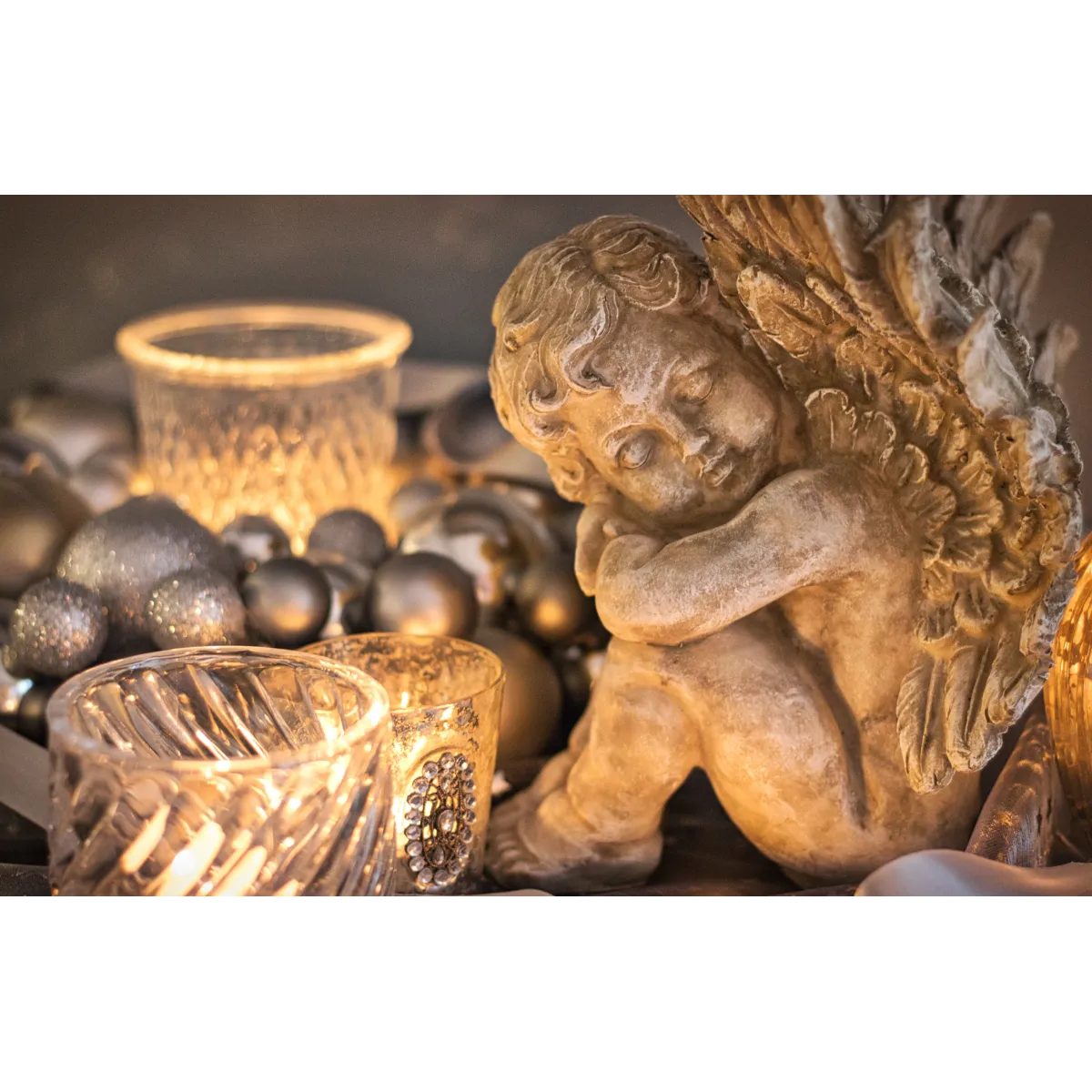 Man Made Cherub Statue Mouse Pad (Desk Mat)