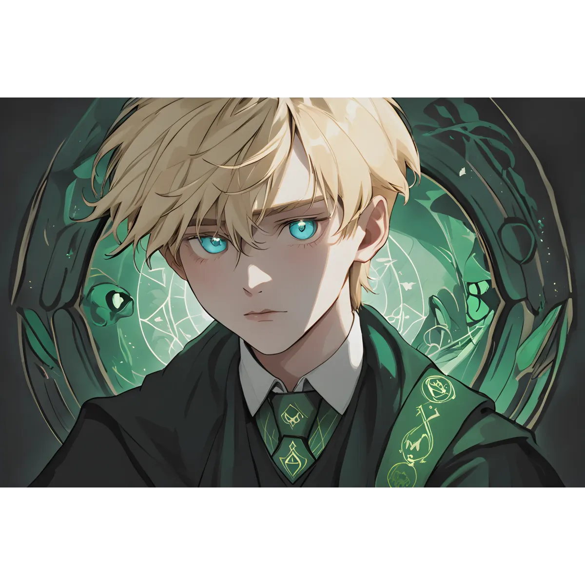 Ai art,blonde hair,green  Mouse Pad (Desk Mat)