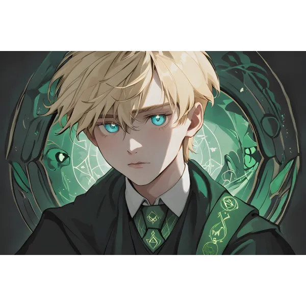 Ai art,blonde hair,green  Mouse Pad (Desk Mat)