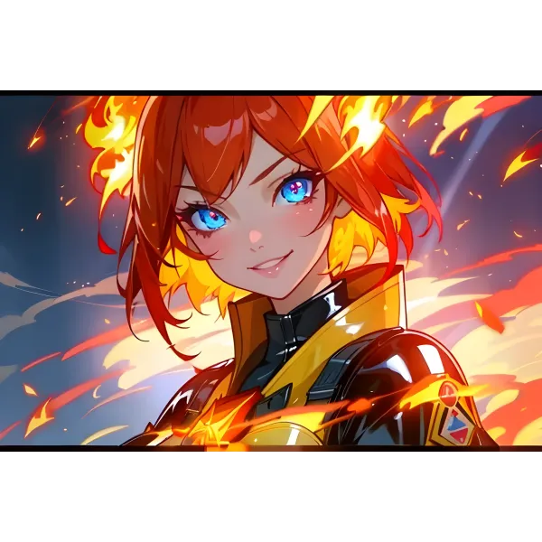 AI Art,red hair,blue eye  Mouse Pad (Desk Mat)