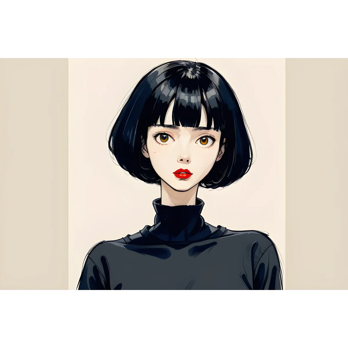 Ai Art,Black hair  Mouse Pad (Desk Mat)