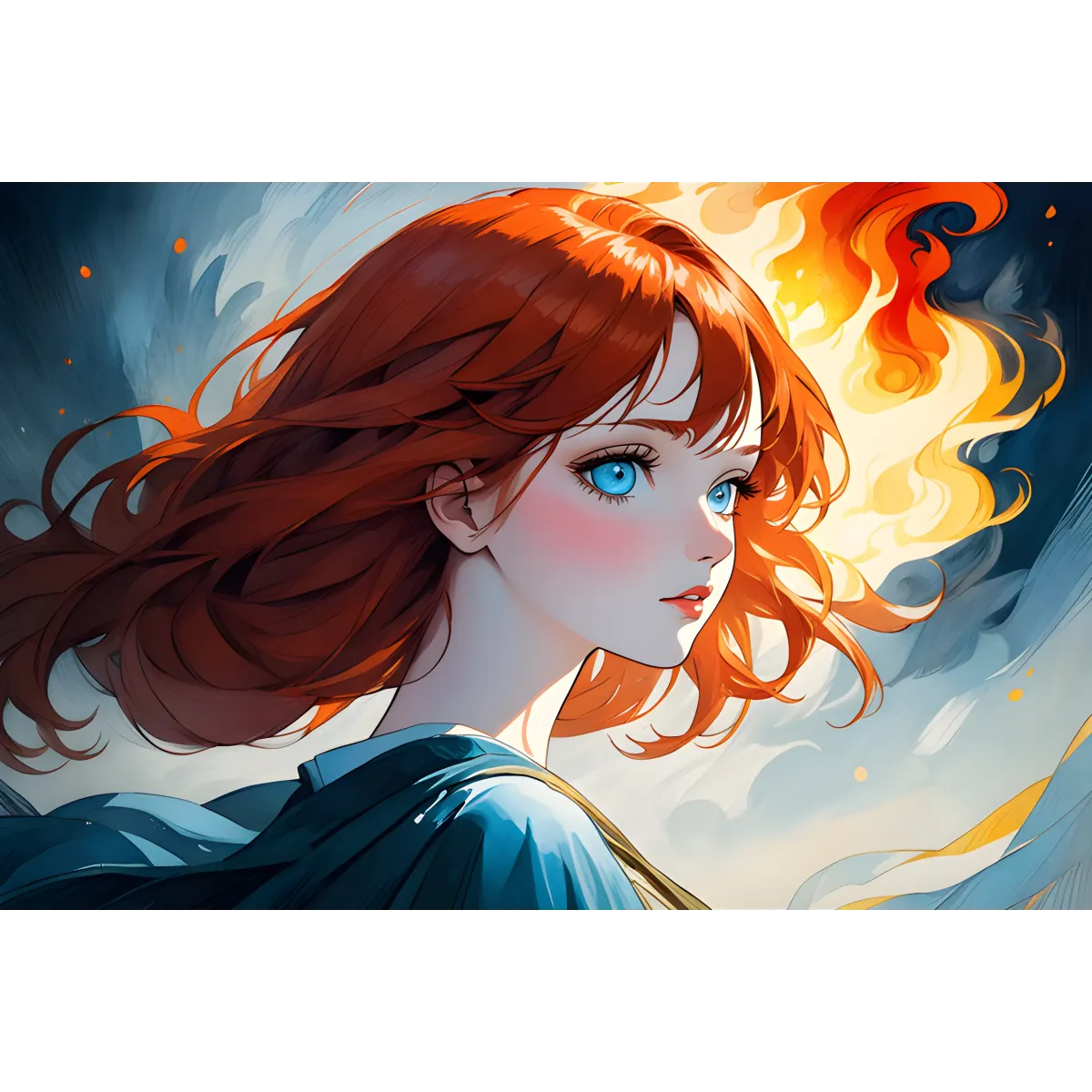 Ai Art,red hair  Mouse Pad (Desk Mat)