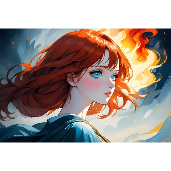 Ai Art,red hair  Mouse Pad (Desk Mat)