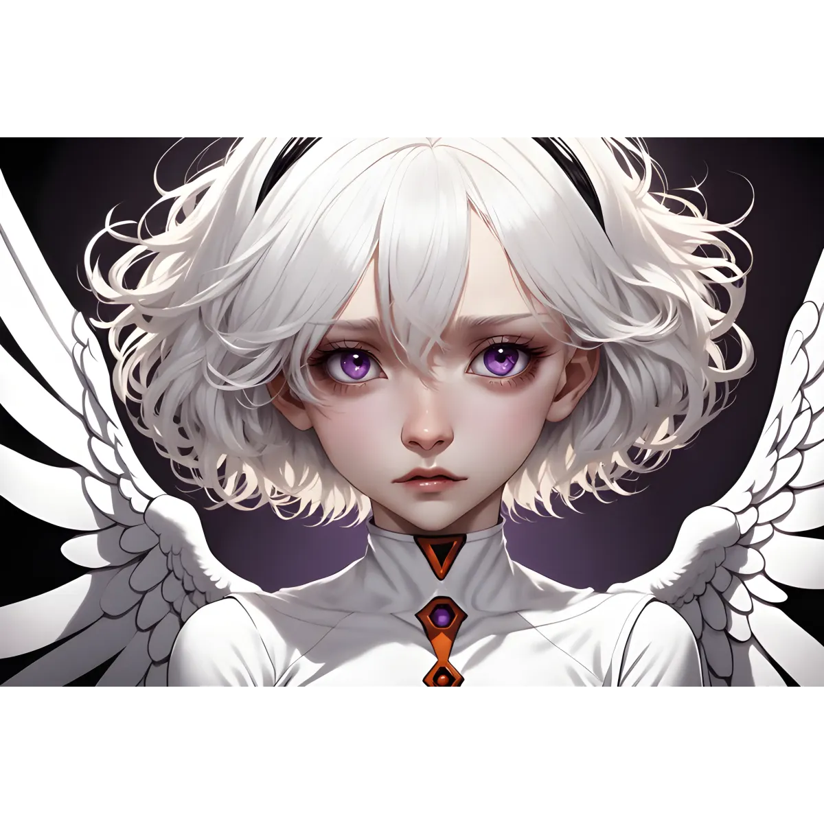 Ai Art,white hair,angel  Mouse Pad (Desk Mat)