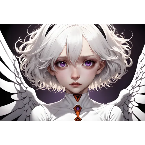 Ai Art,white hair,angel  Mouse Pad (Desk Mat)