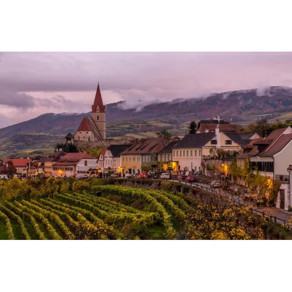 Austrian Town in the Mountains Mouse Pad (Desk Mat)