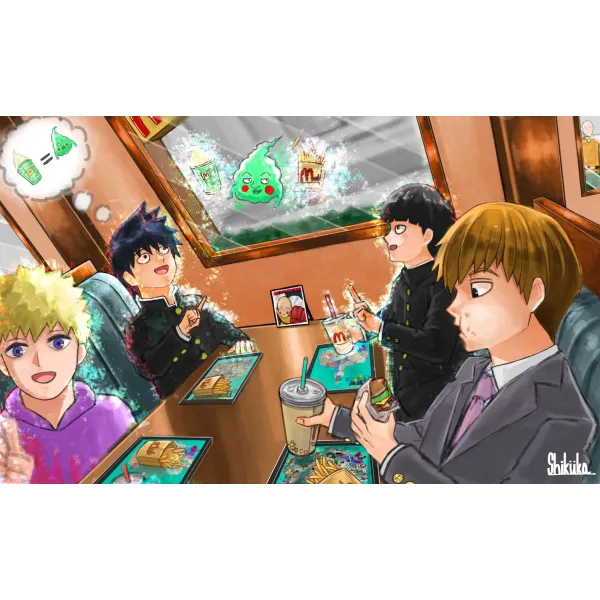 Mob Psycho 100 Arataka Reigen, Shigeo Kageyama, Ekubo, Ritsu Kageyama, Teruki Hanazawa  Mouse Pad (Desk Mat)