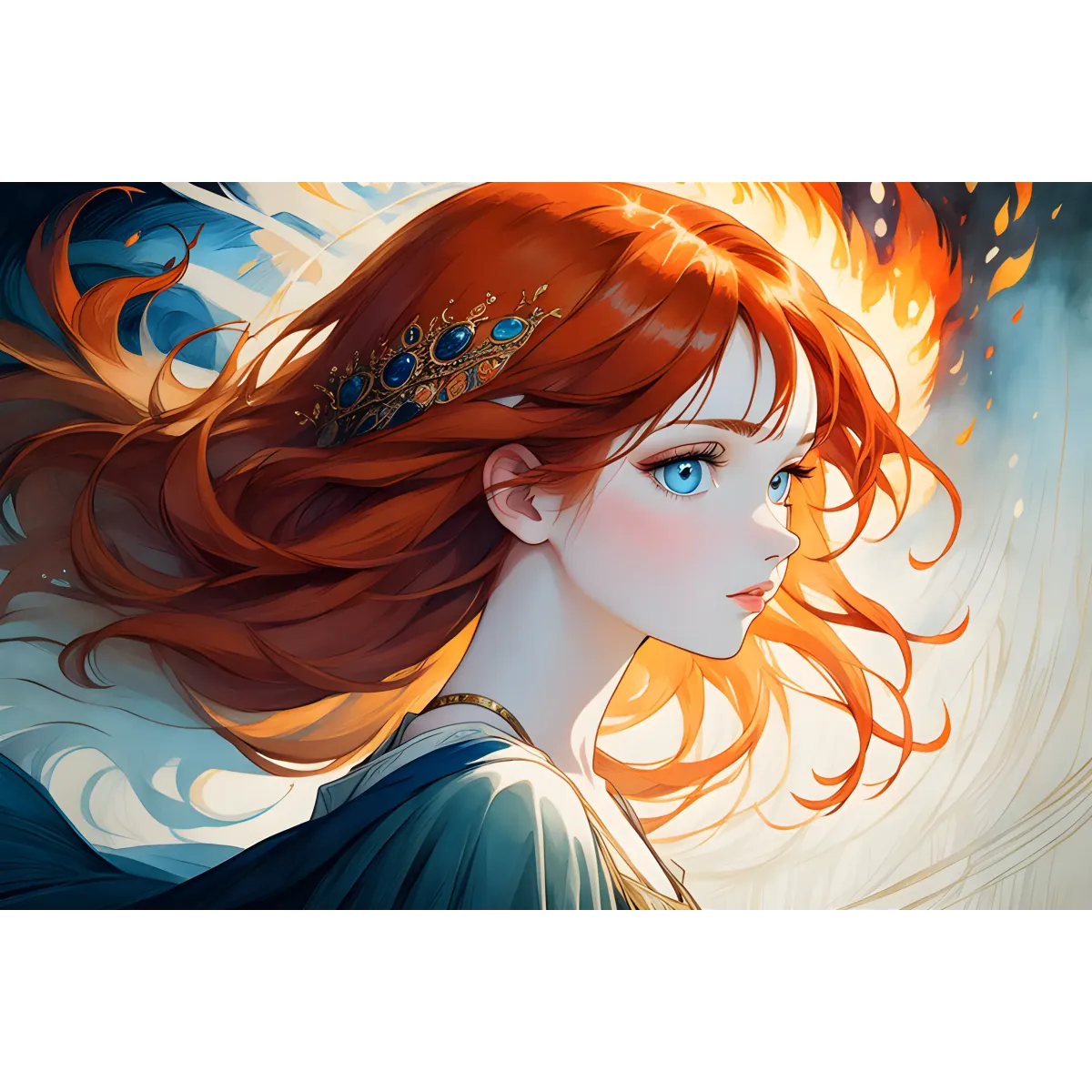 Ai Art,red hair  Mouse Pad (Desk Mat)