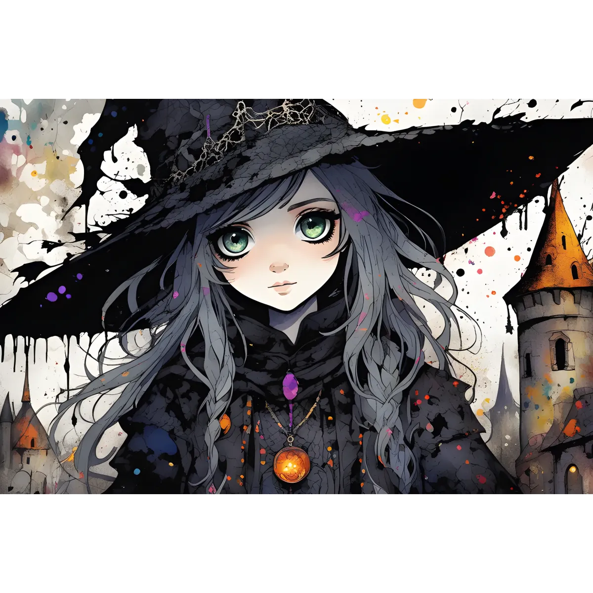 AI Art,Oil Painting,Colorful,Beauty,Witch,HD  Mouse Pad (Desk Mat)