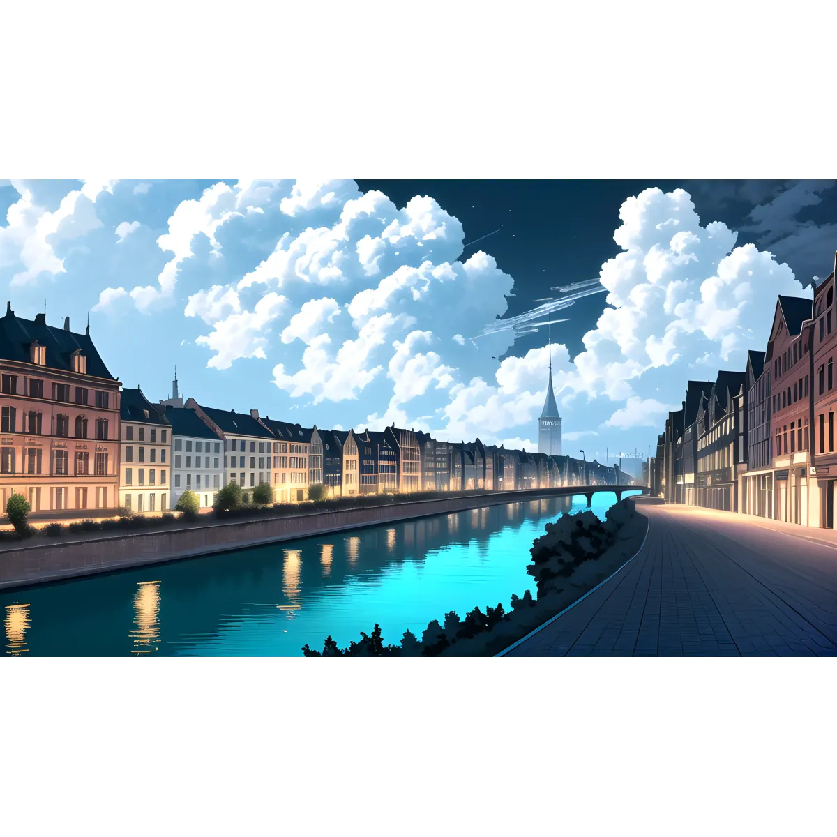 A city in evening  Mouse Pad (Desk Mat)