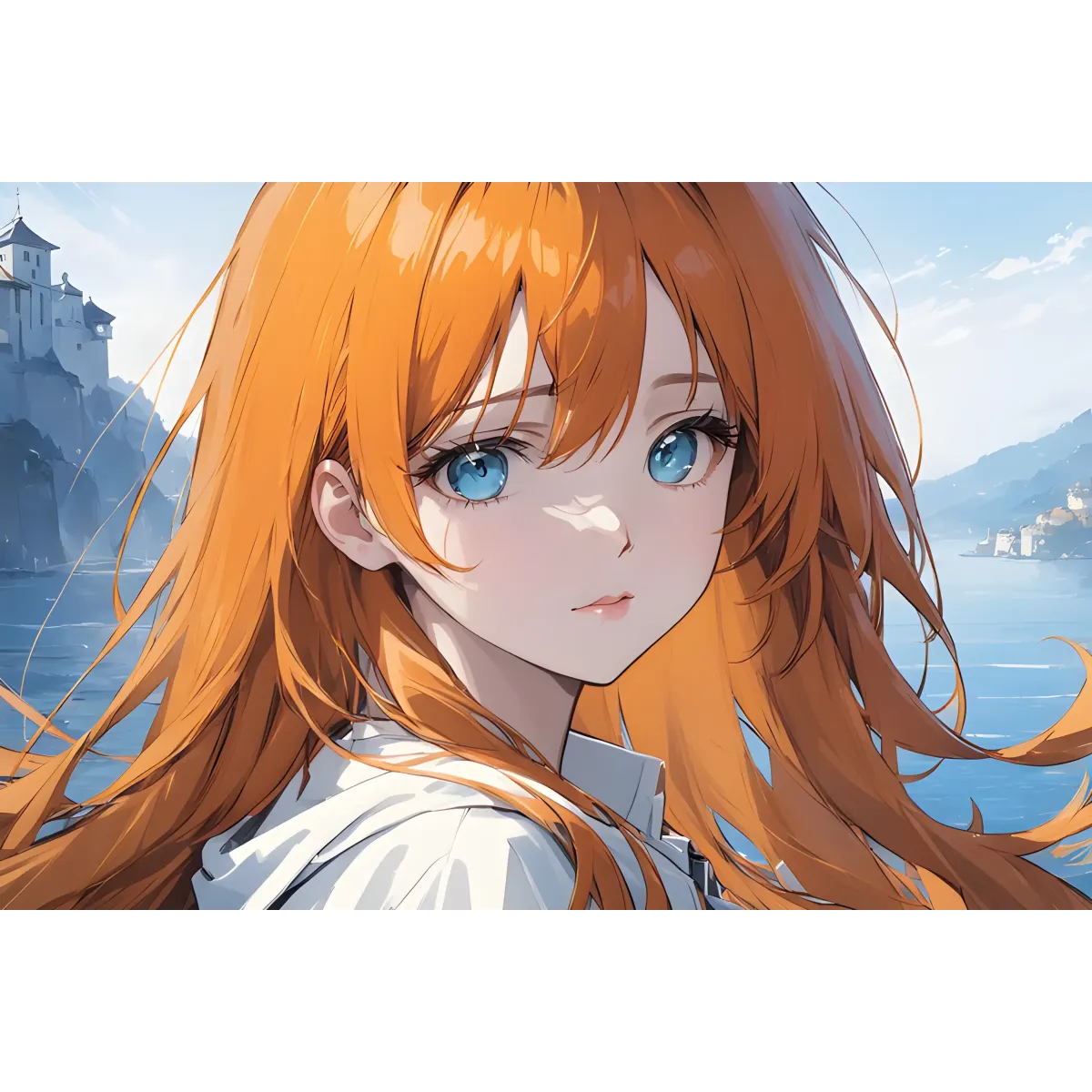 Ai Art,Blue eye,Orange hair  Mouse Pad (Desk Mat)