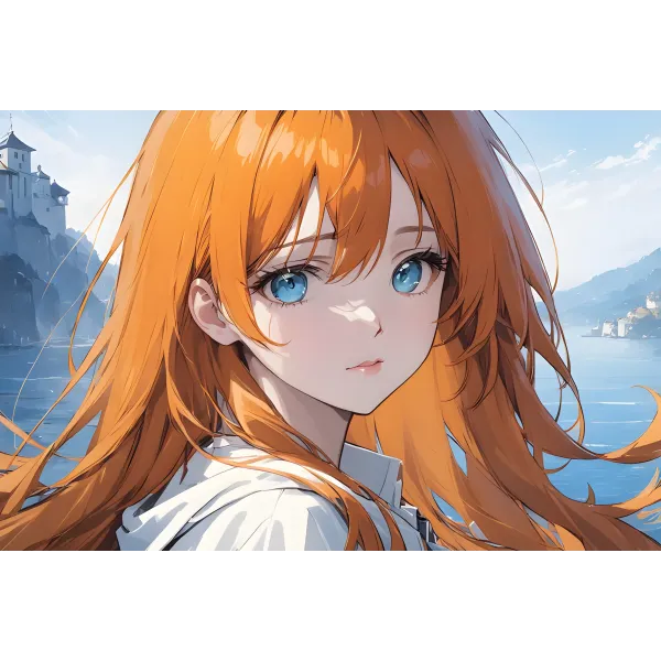 Ai Art,Blue eye,Orange hair  Mouse Pad (Desk Mat)