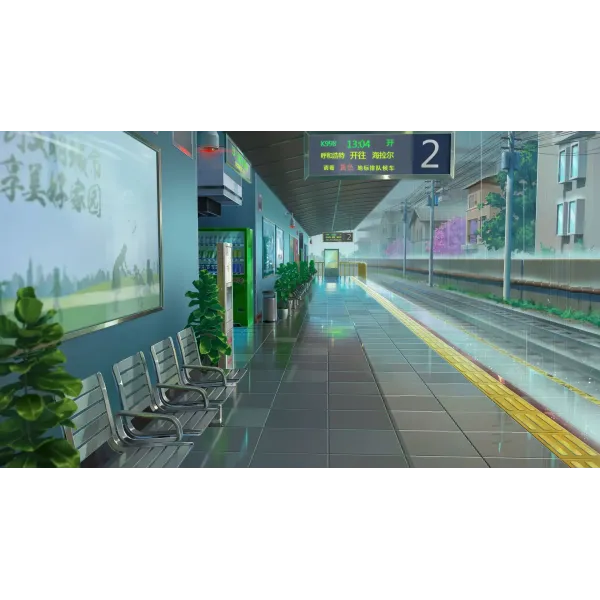 Anime Train Station  Mouse Pad (Desk Mat)