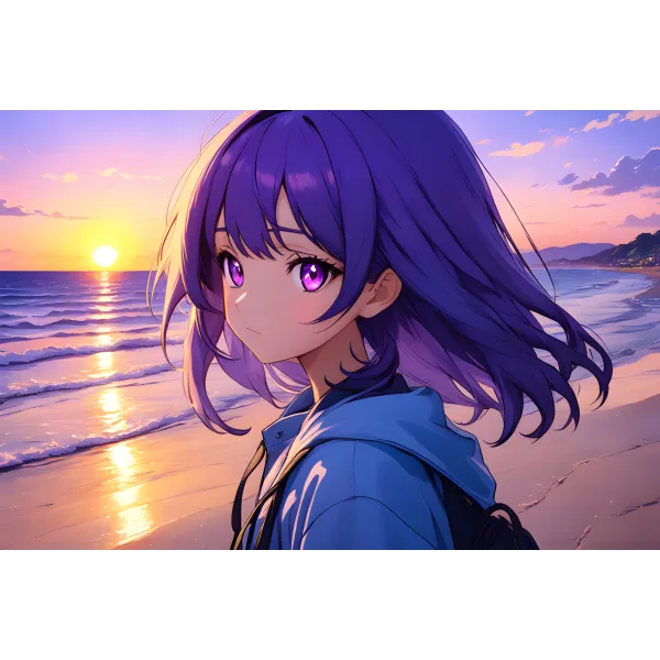 Ai Art,purple hair  Mouse Pad (Desk Mat)