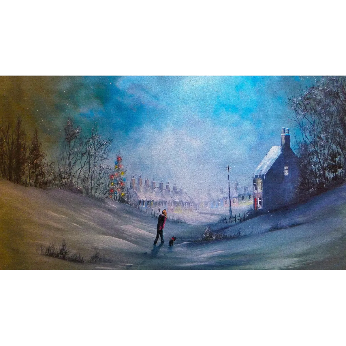 A Christmas Walk - Oil on Canvas  Mouse Pad (Desk Mat)