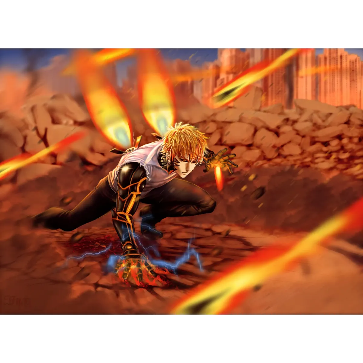 Genos fire  Mouse Pad (Desk Mat)