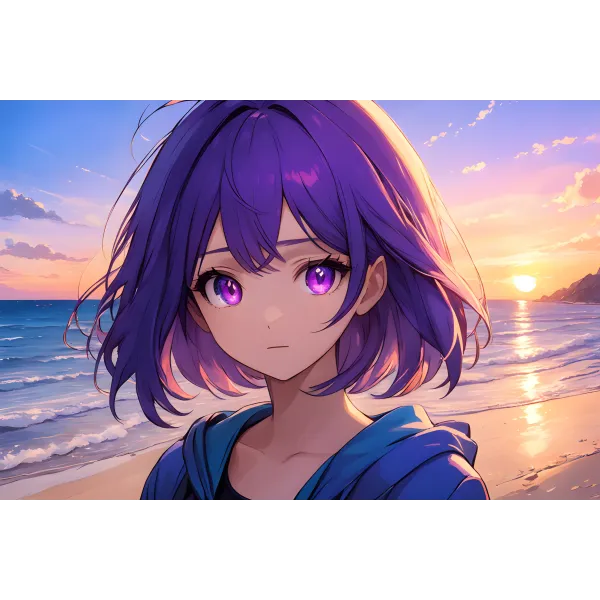 Ai Art,purple hair  Mouse Pad (Desk Mat)