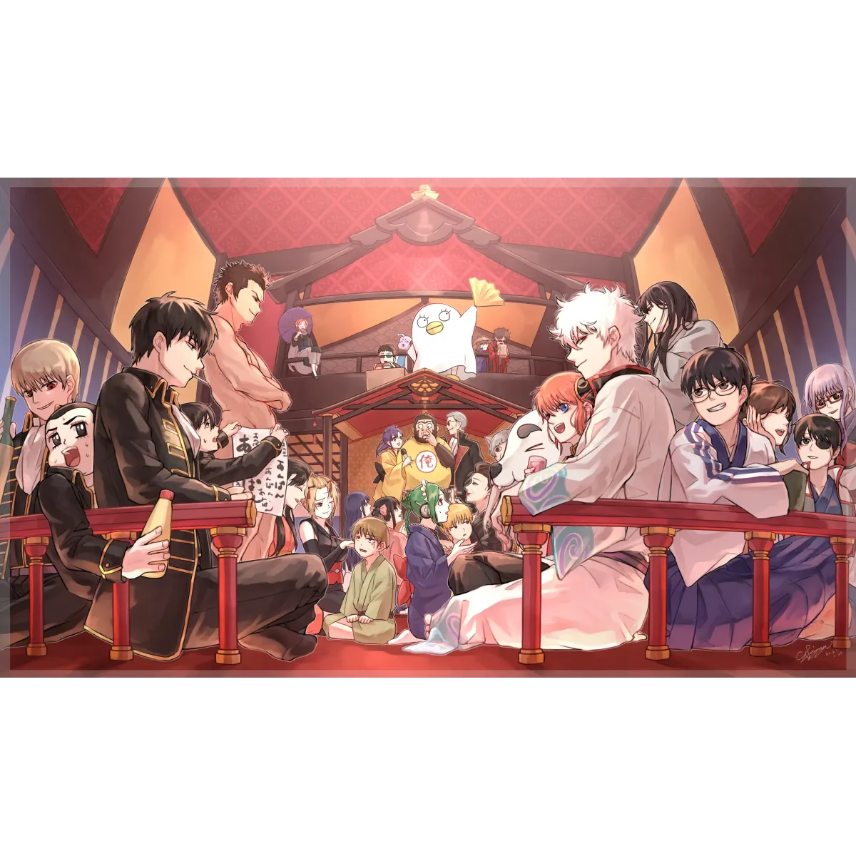 Gintama Gintoki Sakata, Kagura, Shimura Shinpachi, Toushirou Hijikata, Okita Sougo  Mouse Pad (Desk Mat)