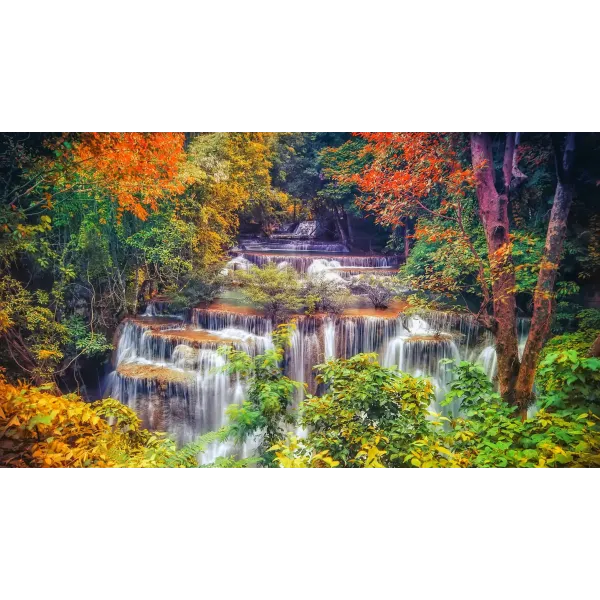 Cascading Waterfall in Autumn Forest Mouse Pad (Desk Mat)