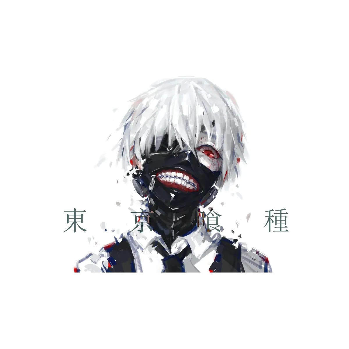 Ken Kaneki Mask Red Eyes White Hair and Short Hair  Mouse Pad (Desk Mat)