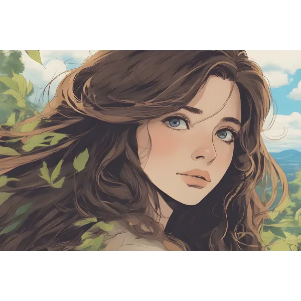 AI Art,Drawing,Beauty,Brown Hair,Brown Eyes,Colorful,HD  Mouse Pad (Desk Mat)