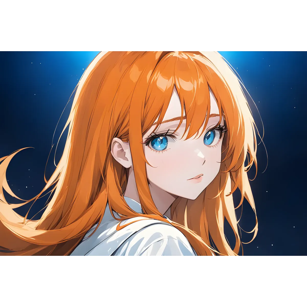 Ai Art,Blue eye,Orange hair  Mouse Pad (Desk Mat)