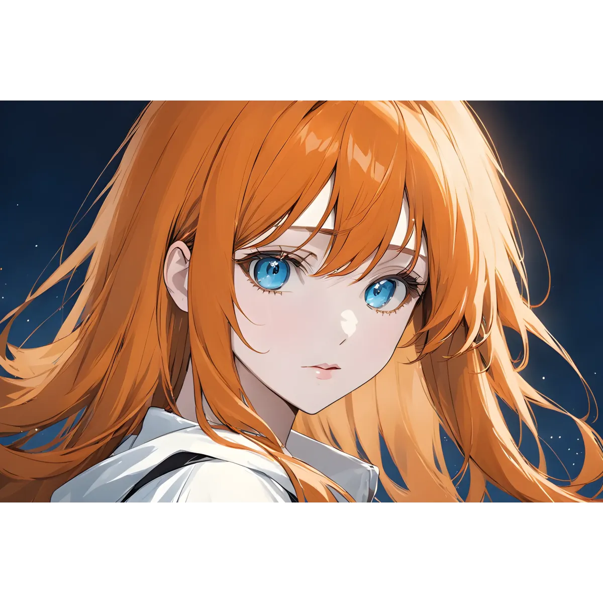 Ai Art,Blue eye,Orange hair  Mouse Pad (Desk Mat)