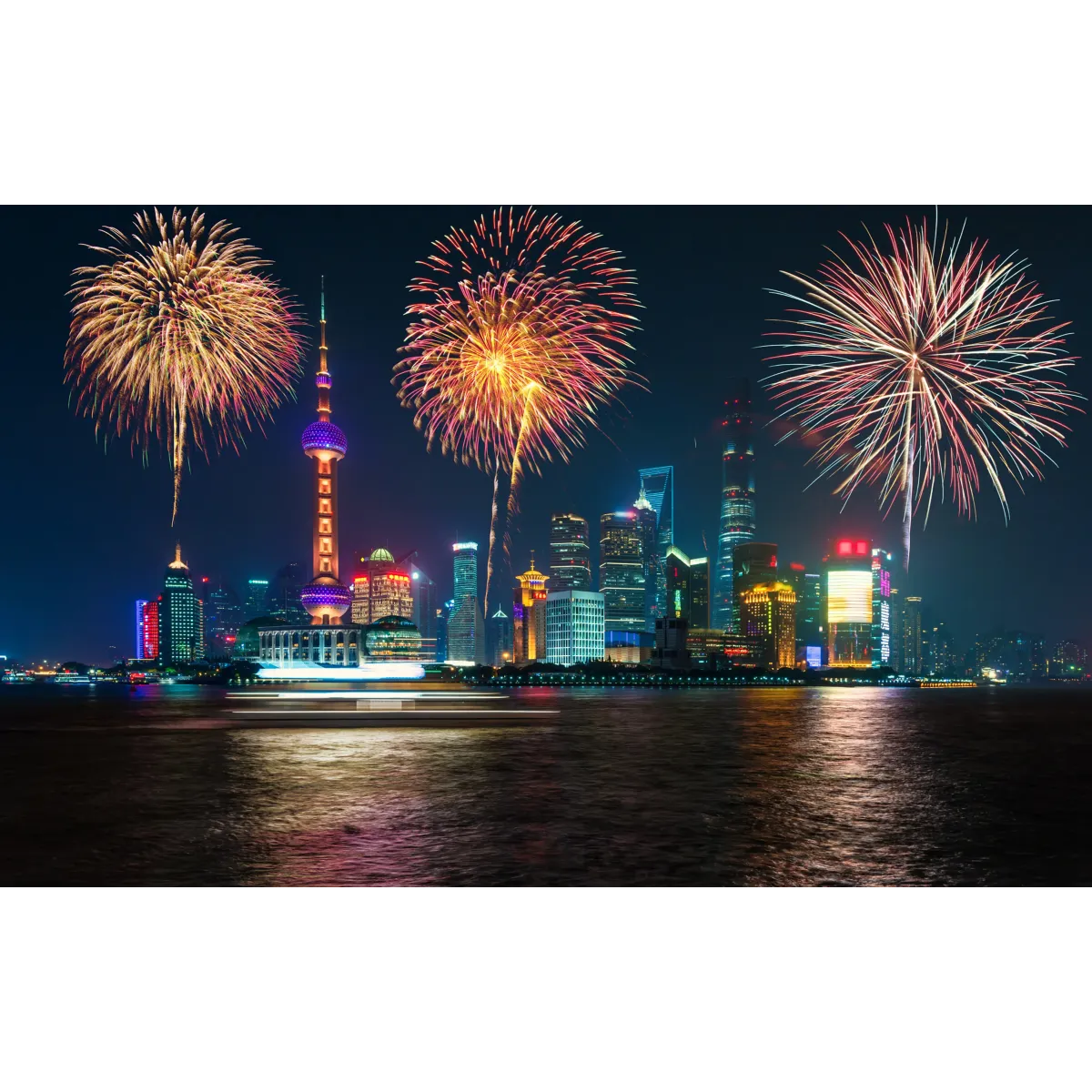 Fireworks over Shanghai Mouse Pad (Desk Mat)