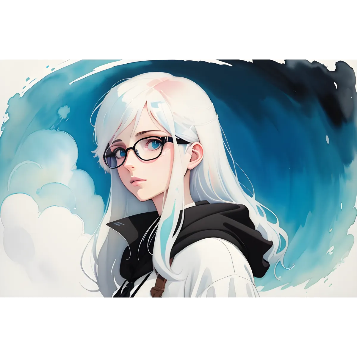 Ai art,white hair  Mouse Pad (Desk Mat)