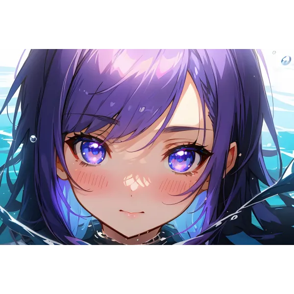 ai art,beautiful,cute,purple hair,purple eye,colorful,drawing,painting,hd  Mouse Pad (Desk Mat)