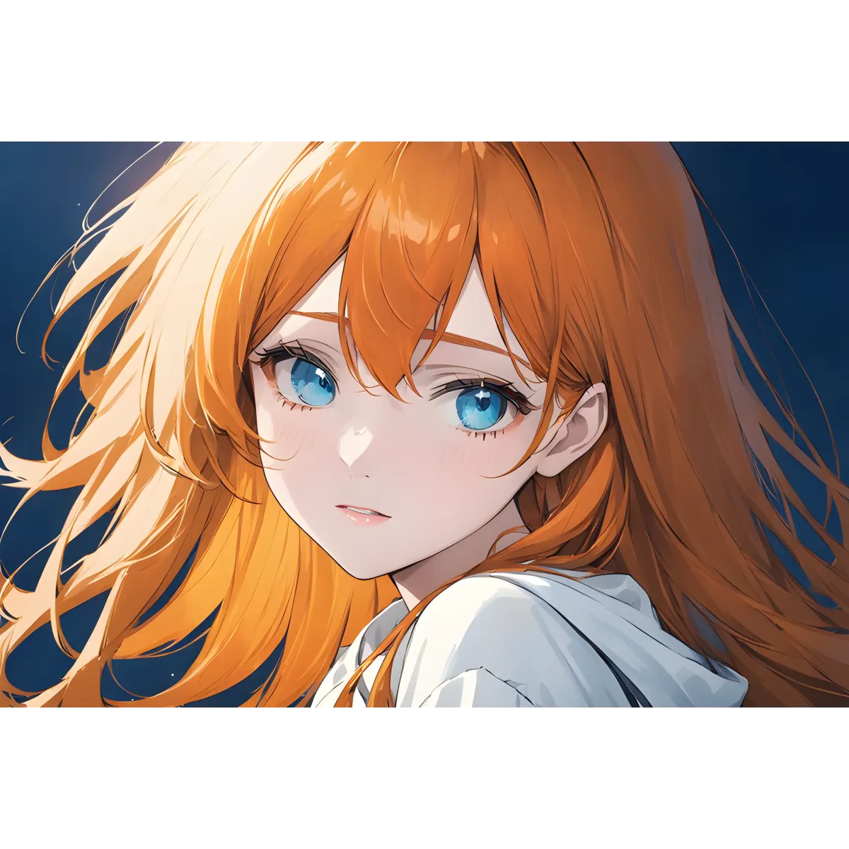 Ai Art,Blue eye,Orange hair  Mouse Pad (Desk Mat)