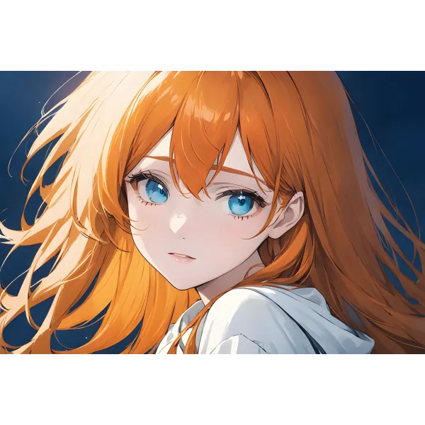 Ai Art,Blue eye,Orange hair  Mouse Pad (Desk Mat)